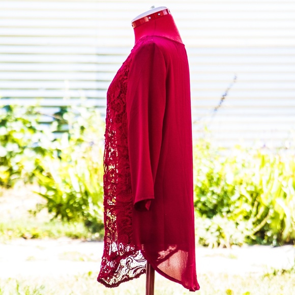 Charming Charlie red lace top - Picture 3 of 5